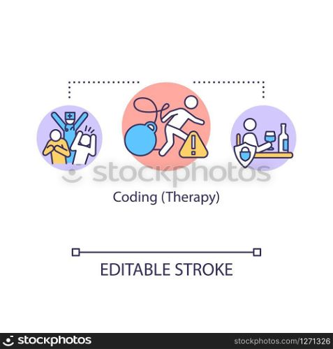 Coding therapy concept icon. Addiction treatment idea thin line illustration. Fake procedure. Convincing technique. Vector isolated outline RGB color drawing. Editable stroke