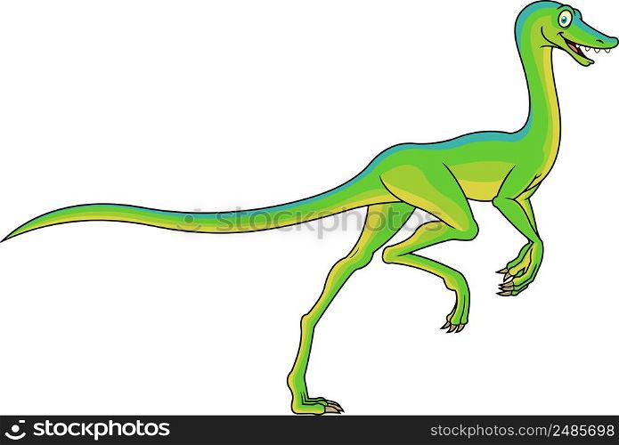 Coelophysis Dinosaur Cartoon Character. Vector Hand Drawn Illustration Isolated On White Background