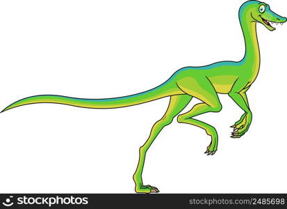 Coelophysis Dinosaur Cartoon Character. Vector Hand Drawn Illustration Isolated On White Background