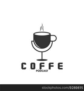 coffe and podcast icon vector illustration template design