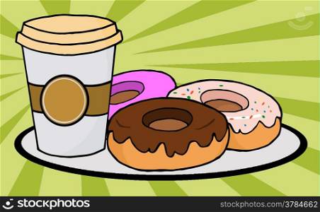 Coffe Cup With Donuts