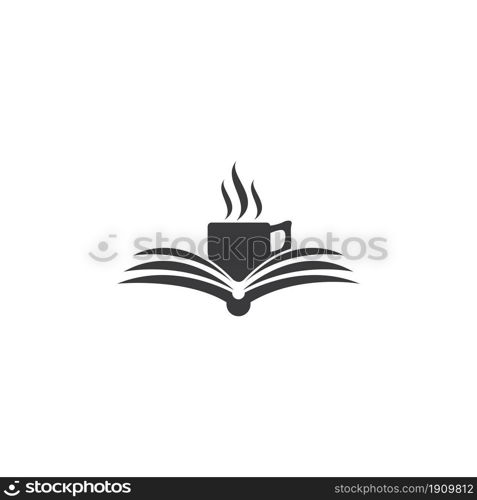 Coffee and book logo vector flat design