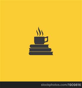 Coffee and book logo vector flat design