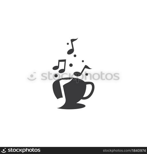 Coffee and music logo vector flat design