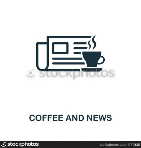 Coffee And News icon. Premium style design from coffe shop collection. UX and UI. Pixel perfect coffee and news icon. For web design, apps, software, printing usage.. Coffee And News icon. Premium style design from coffe shop icon collection. UI and UX. Pixel perfect coffee and news icon. For web design, apps, software, print usage.