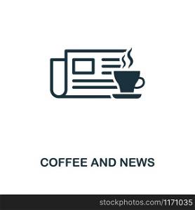 Coffee And News icon. Premium style design from coffe shop collection. UX and UI. Pixel perfect coffee and news icon. For web design, apps, software, printing usage.. Coffee And News icon. Premium style design from coffe shop icon collection. UI and UX. Pixel perfect coffee and news icon. For web design, apps, software, print usage.