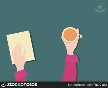 Coffee and paper, illustration, vector on white background.