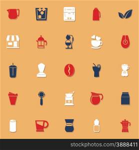 Coffee and tea classic color icons with shadow, stock vector