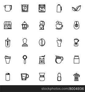 Coffee and tea line icons on white background, stock vector