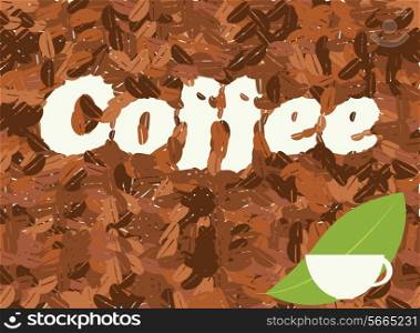 Coffee background with coffee cup and coffee beans, vector