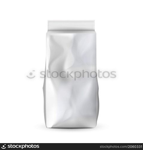 Coffee bag package pack template. Mockup coffee pouch. Foil food zip. Plastic clean arabica container vector realistic illustration. Coffee bag package pack vector