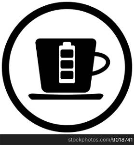 Coffee battery black icon. Coffee cup energy drink. Vector illustration. Coffee battery black icon