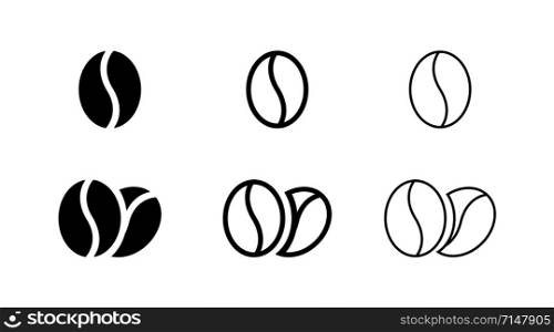 Coffee bean icon isolated on white background. Line bean icon. Morning coffee vector. Black line grain icon design. Coffee sign or symbol line design. EPS 10. Coffee bean icon isolated on white background. Line bean icon. Morning coffee vector. Black line grain icon design. Coffee sign or symbol line design.