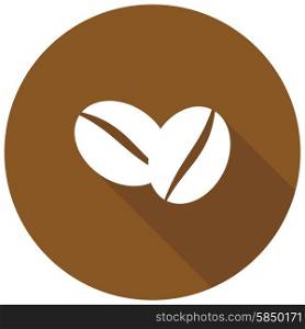 Coffee beans icon with long shadow