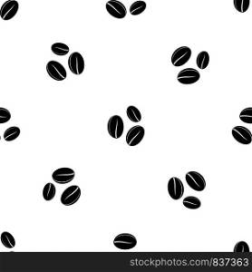 Coffee beans pattern repeat seamless in black color for any design. Vector geometric illustration. Coffee beans pattern seamless black