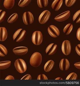 Coffee beans seamless pattern background. Decorative dried and roasted aromatic mocha coffee beans dark brown background seamless pattern abstract vector illustration