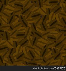 Coffee Beans Seamless Pattern on Brown Background. Coffee Beans Seamless Pattern