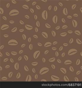 Coffee Beans Seamless Pattern on Brown Background. Coffee Beans Seamless Pattern