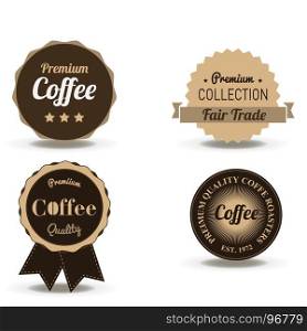 Coffee beverage badge and label vector flat logo vintage symbol cafe