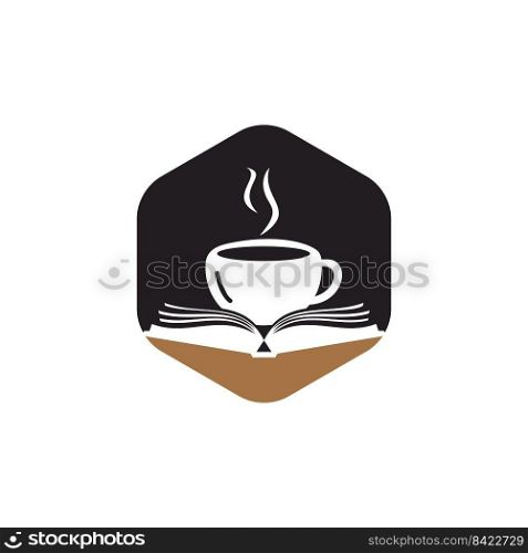Coffee book vector logo design. Tea Book Store Iconic Logo. 