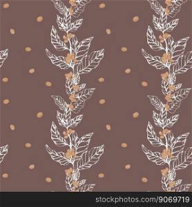 Coffee branches grow up seamless pattern. Coffee background print for packaging or coffee shop