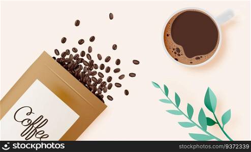 Coffee break background with coffee cup and pastel color scheme