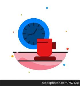 Coffee, Break, Cup, Time, Event Abstract Flat Color Icon Template