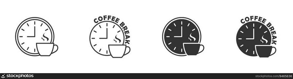 Coffee break icon with lettering. Coffee time symbol. Vector illustration.