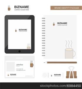 Coffee Business Logo, Tab App, Diary PVC Employee Card and USB Brand Stationary Package Design Vector Template