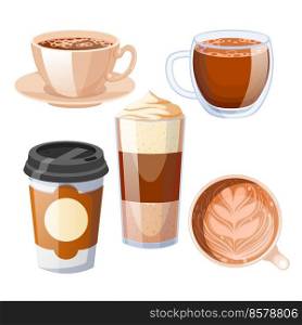 coffee cafe cup set cartoon. drink art, hot mug, espresso food coffee cafe cup vector illustration. coffee cafe cup set cartoon vector illustration