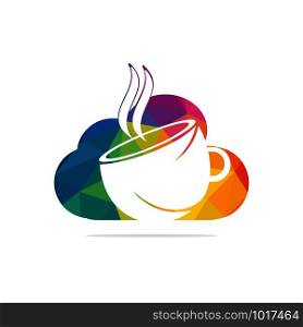 Coffee Cloud Logo Icon Design. Coffee cup on cloud logo design.
