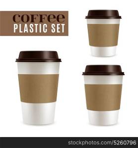 Coffee Covers Set. Fresh hot coffee covers realistic set isolated vector illustration