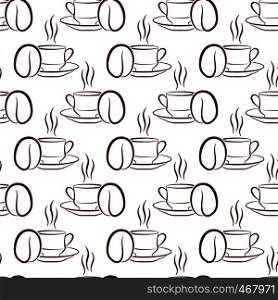 Coffee Cup And Coffee Bean Icon Seamless Pattern Vector Art Illustration