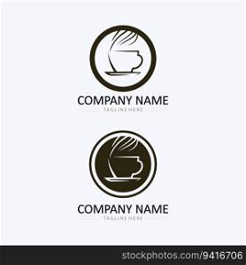 Coffee cup and hot drink Logo Template vector icon design