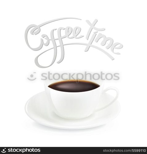 Coffee cup and saucer on a white background. Vector illustration.