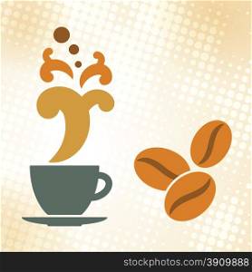 coffee cup beans as coffee time background vector illustration