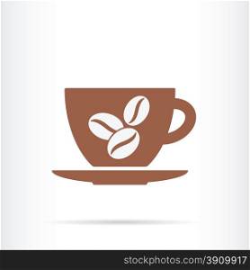 coffee cup beans icon abstract vector illustration