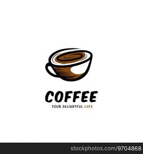 Coffee cup cafe logo in doodle style handrawing Vector Image