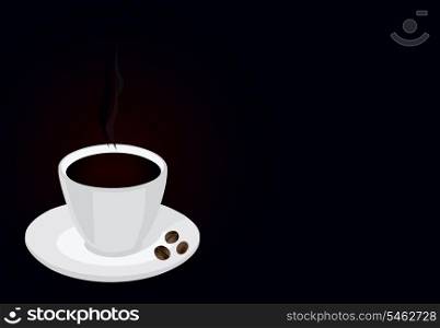 Coffee cup. Cup of coffee and grain on a saucer. A vector illustration