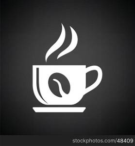 Coffee cup icon. Black background with white. Vector illustration.