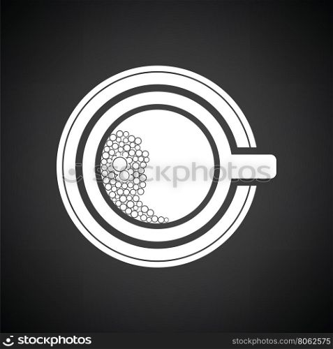 Coffee cup icon. Black background with white. Vector illustration.