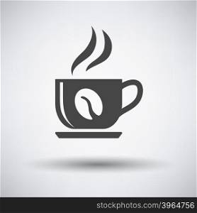 Coffee cup icon. Coffee cup icon on gray background with round shadow. Vector illustration.