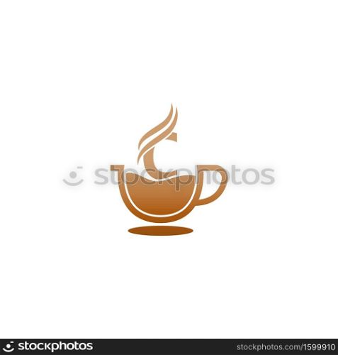 Coffee cup icon design letter C  logo concept