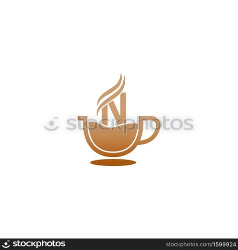 Coffee cup icon design letter N  logo concept
