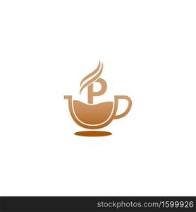 Coffee cup icon design letter P  logo concept