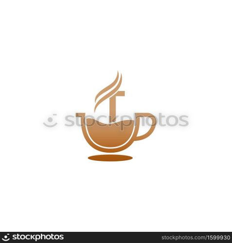 Coffee cup icon design letter T  logo concept