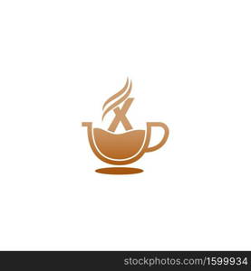Coffee cup icon design letter X logo concept