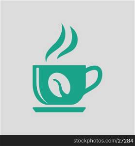 Coffee cup icon. Gray background with green. Vector illustration.