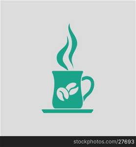 Coffee cup icon. Gray background with green. Vector illustration.