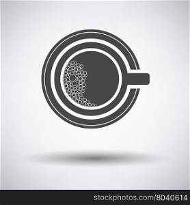 Coffee cup icon on gray background, round shadow. Vector illustration.